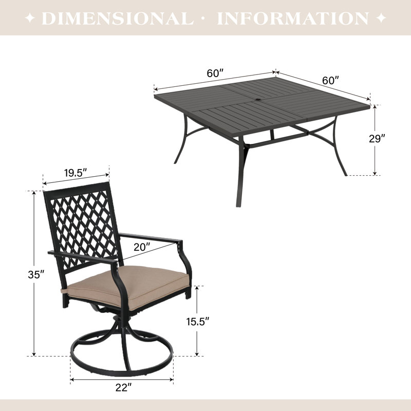 Ballarat 8 - Person Patio Dining Set with Square Table , Cushions Included