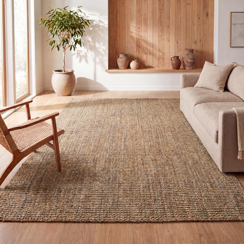 Tapis naturel en jute tissé à la main Kaileen, Rectangle 9 pi x 12 pi