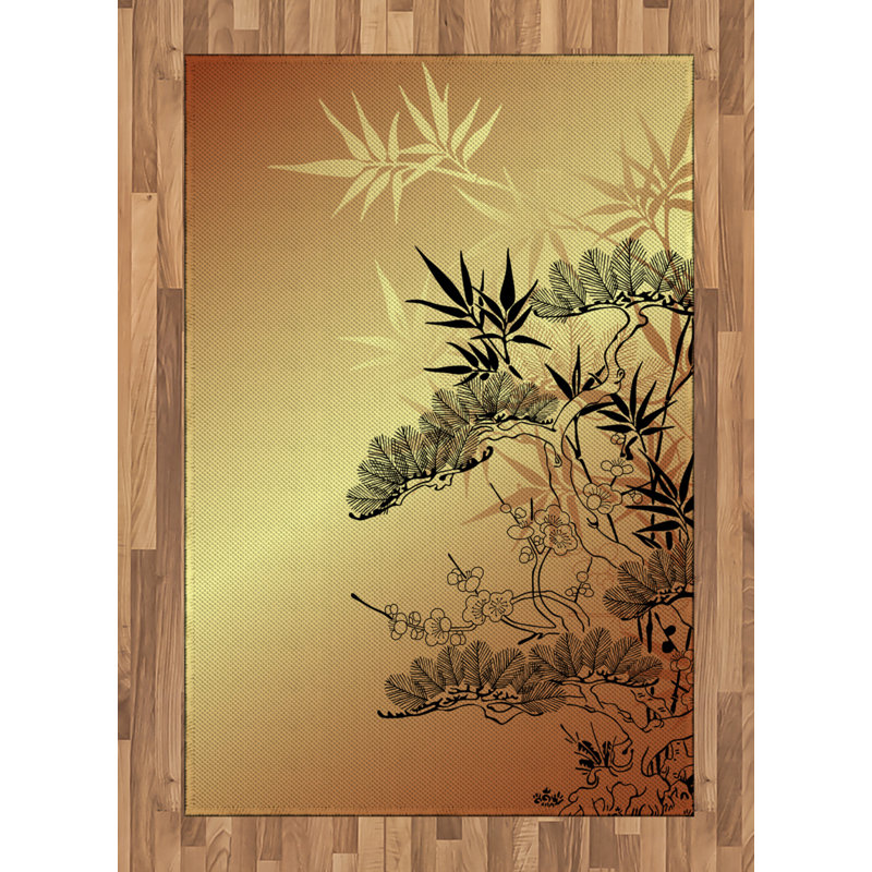 Japanese High Density Long Fiber Poly Threads Decorative Area Rug Carpet, Rectangle 4' x 5'8"