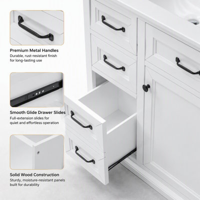 Meuble-lavabo 36 po avec lavabo et rangement intelligent