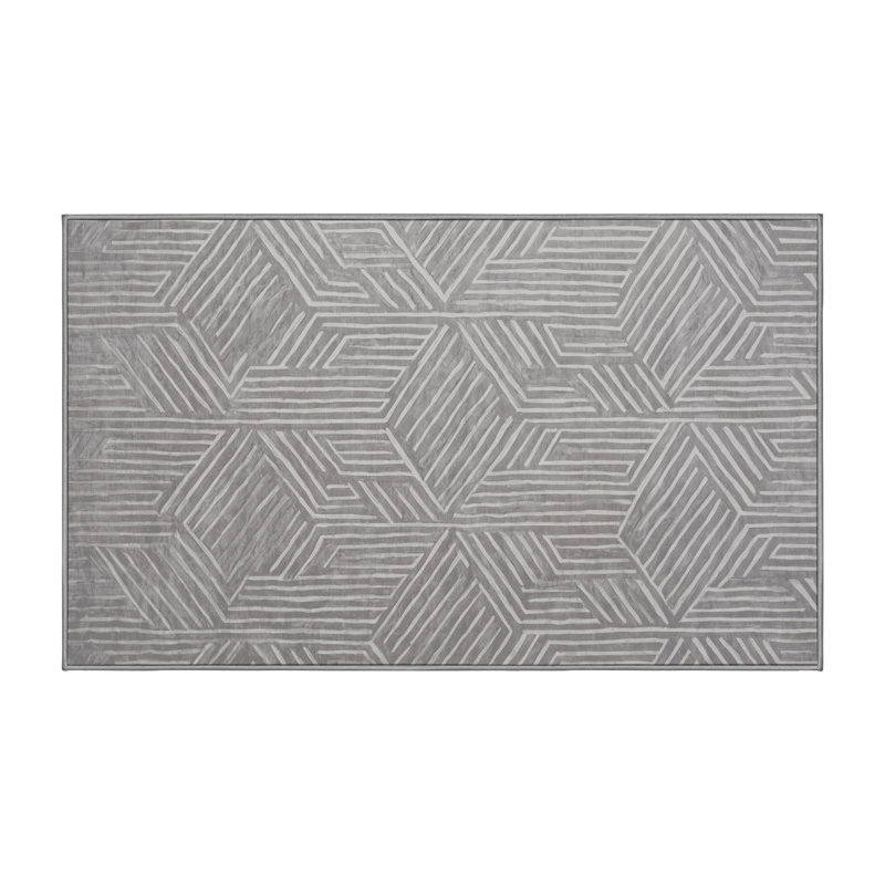 Machine Washable Gray Area Rug, Rectangle 2' x 3'