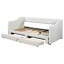 Lit simple TG, très grand, beige, lit de jour rembourré, deux tiroirs de rangement, sièges moelleux et lattes en bois pour le soutien extensible, très grand confort, accoudoirs à dossier optimal, sans sommier