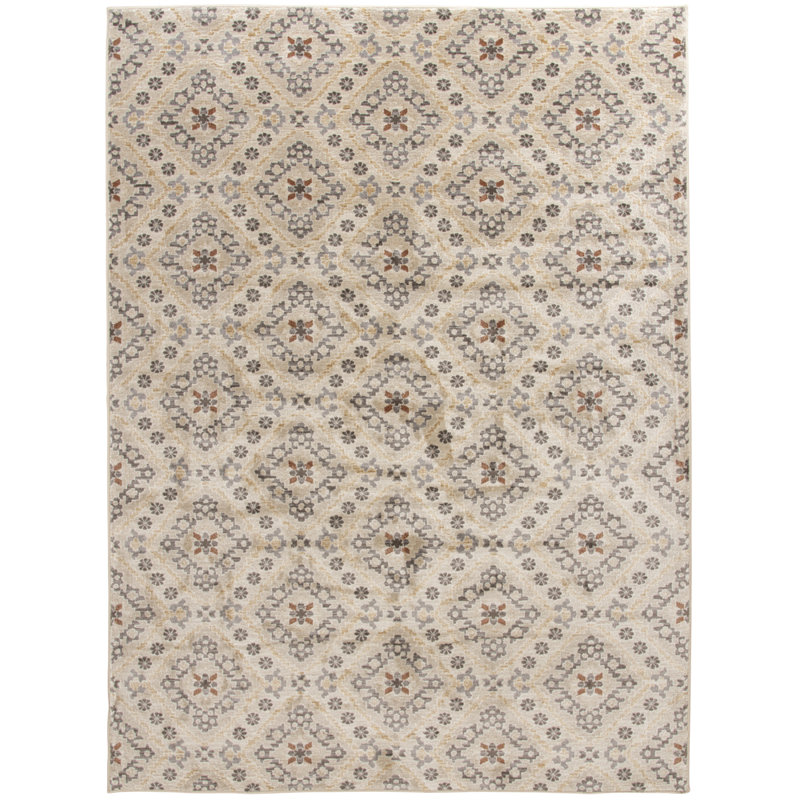 Annalise Alabaster Beige Trellis Indoor Area Rug, 5'X7'7"