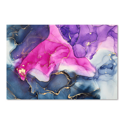 Fluide abstrait rose et mauve luxueux - Peinture sur toile