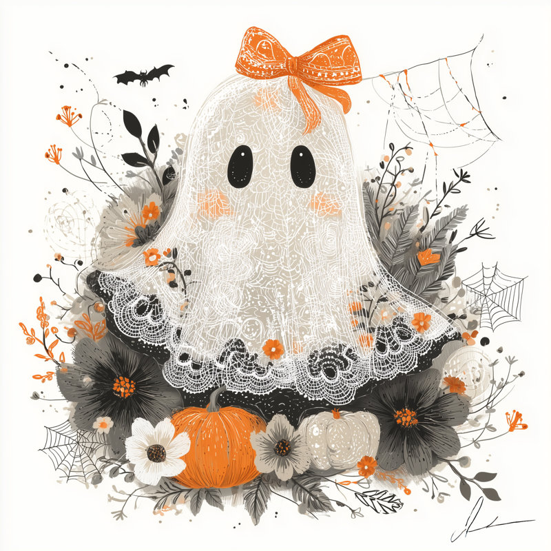 "Lace Bow Ghost", art mural sur toile tendue