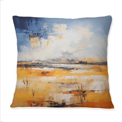 Coussin décoratif jaune et bleu prairies or et ciel V - Prairies