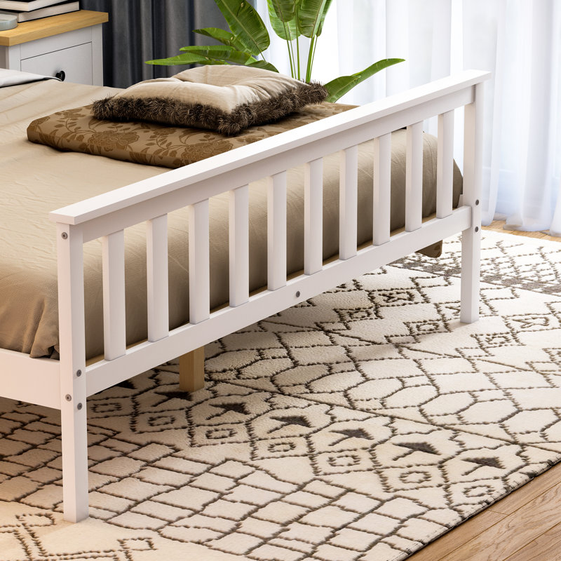Solid Wood Bed, White, Kingsize (5')
