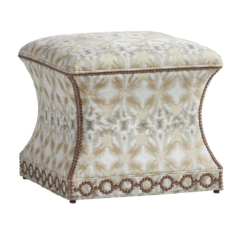 Carlyle Merino Ottoman, White/Brown