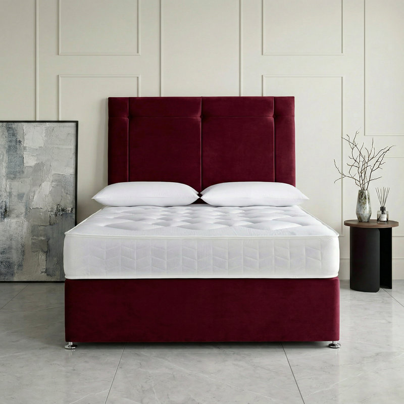 Kingsley Divan Bed, King, Maroon