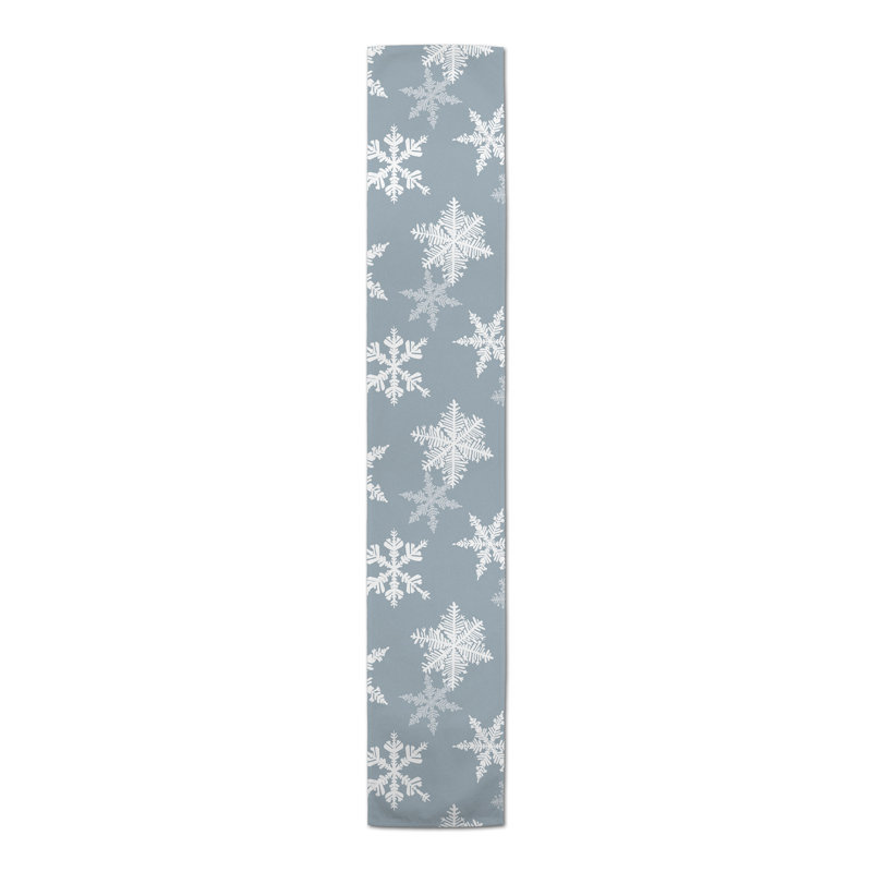 Blue Snowflake Pattern Table Runner, 90" L x 16" W