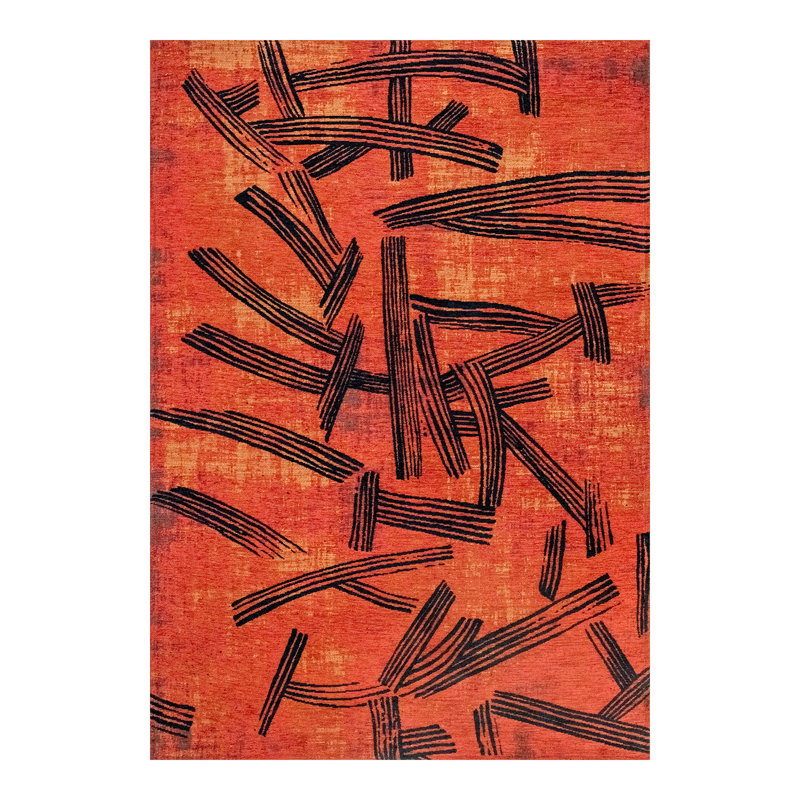 Meditation Kanji Ginger Chocolat Recycled P.E.T Area Rug, Rectangle 80 x 150 cm