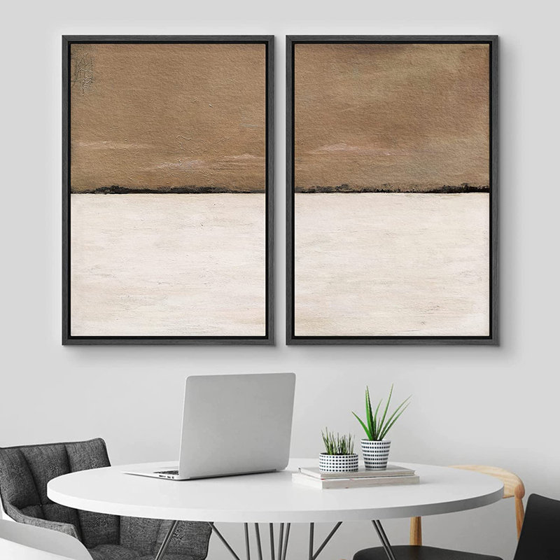 Ensemble de 2 peintures encadrées sur toile, Noir, H 36 po x l 48 po x P 1,5 po