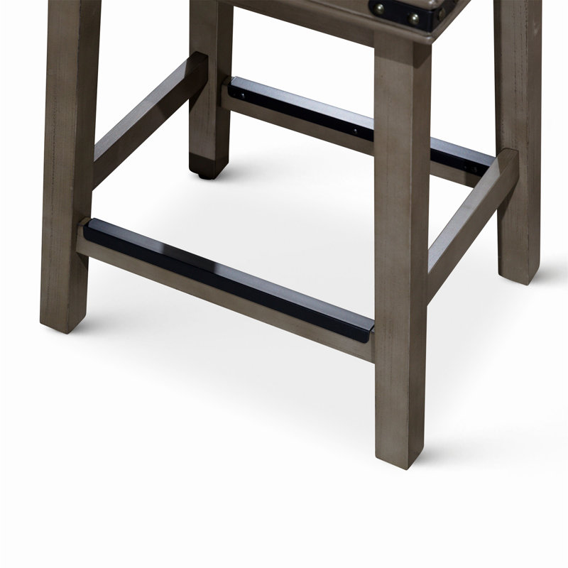 Tabouret 30 ", siège en cuir vieilli