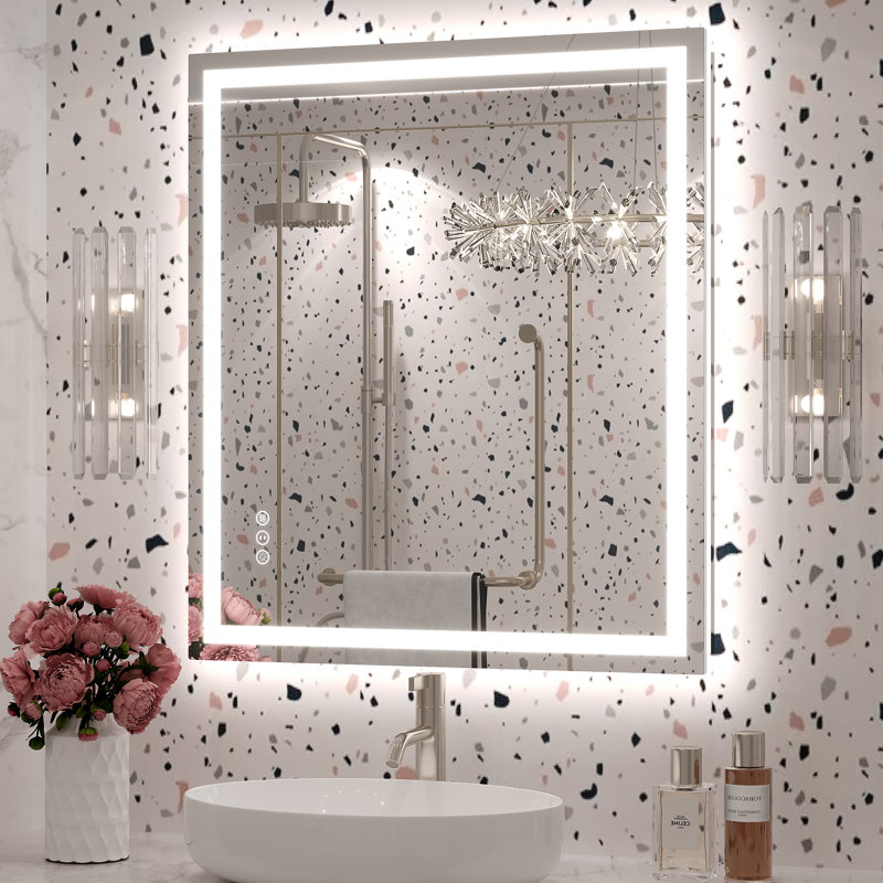 Miroir de salle de bain Molly Framelss, 32 po x 28 po, Transparent