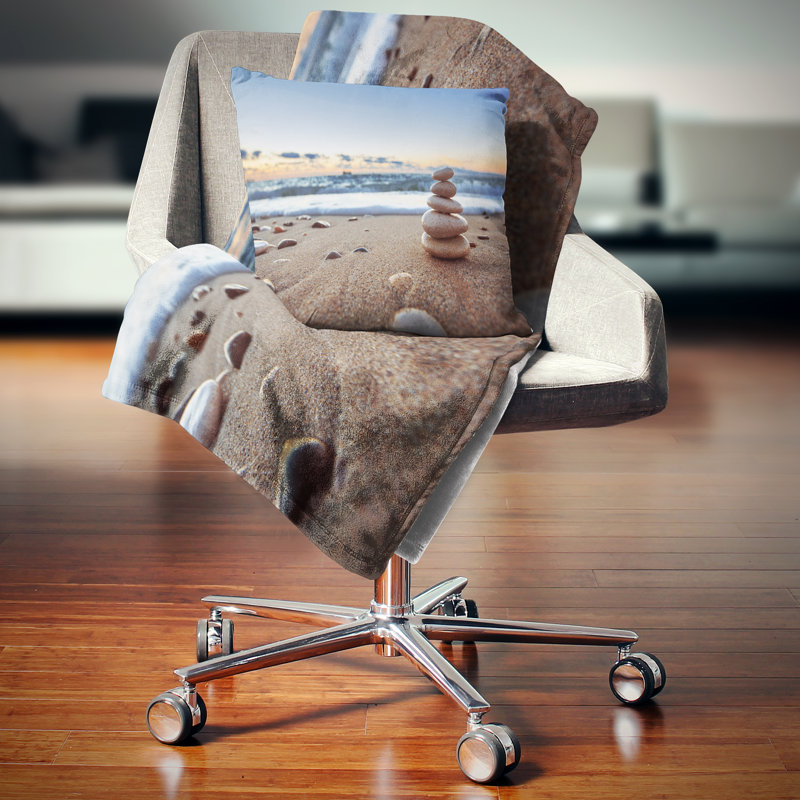 Coussin de plage sandy balance de pierres de mer, 16 po x 1 po, Coussin décoratif