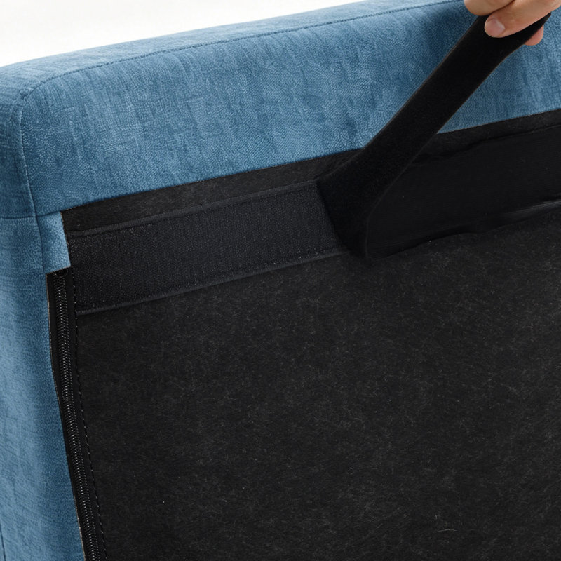 Grand canapé de rangement modulaire en chenille 3 places avec repose-pieds mobile, canapé profond 3 pièces pour salon, bureau, bleu