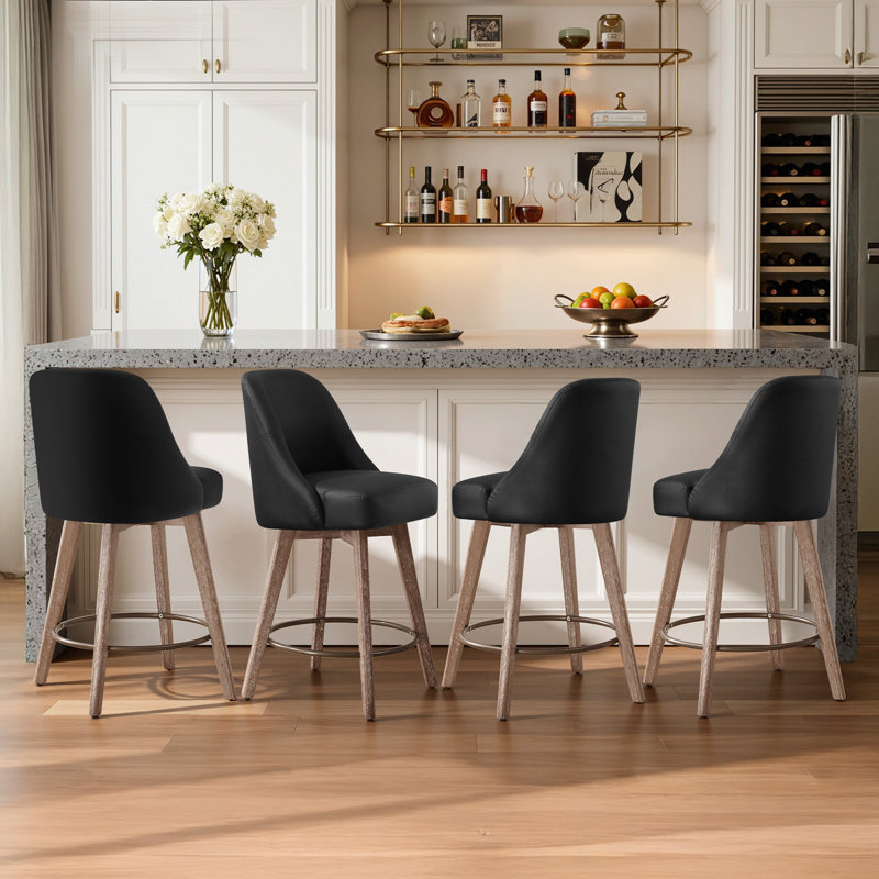 Tabouret de bar rotatif 26 po Kiain, Noir