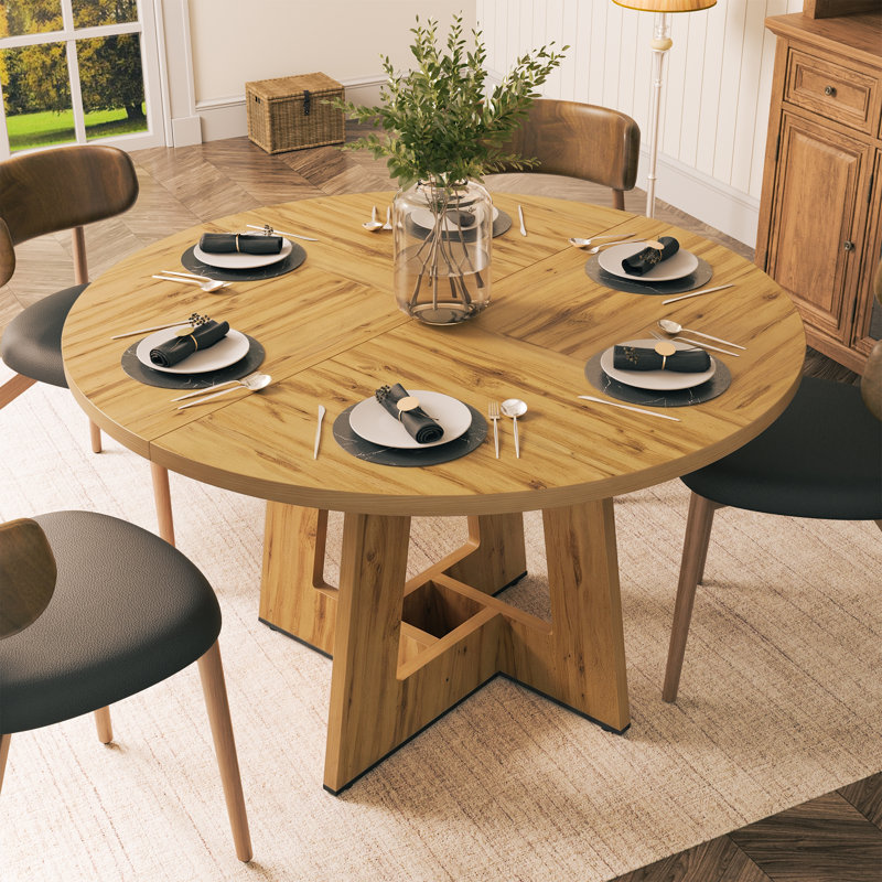 Table de salle à manger en bois 47 po pour 4 à 6 personnes, Marron clair