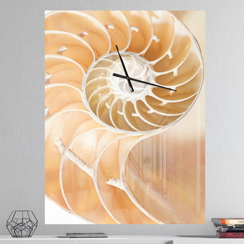 Horloge murale surdimensionnée à motif nautilus, Très grand