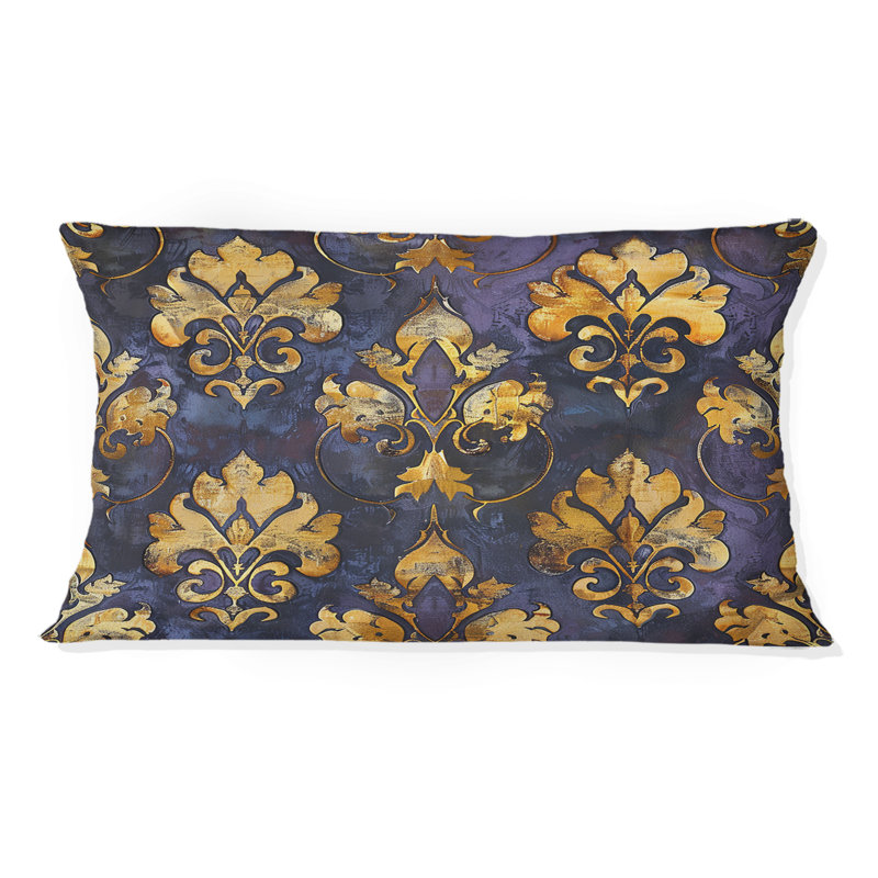 Coussin lombaire traditionnel mauve doré Glam Trellis I