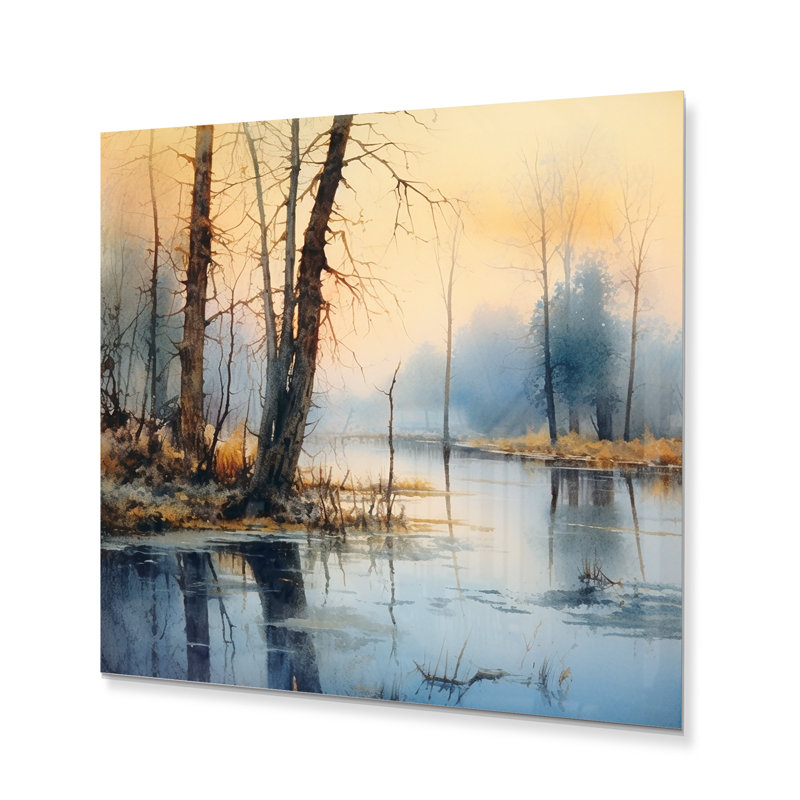Illustration d'un paysage de lac d'été IV, H 23 po x l 23 po x P 1 po