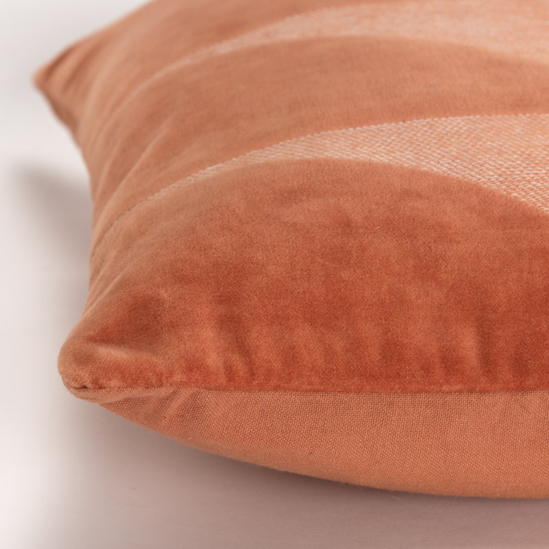 Orange Geometric Embroidered Cotton Square Throw Pillow Set