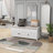 Storage Bench With 3 Shutter-Shaped Doors, Shoe Bench With Removable Cushion And Hidden Storage Space (White)-52919930