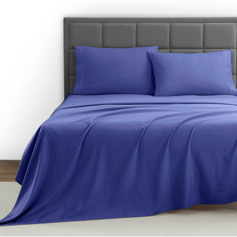 Draps, ensemble de draps 4 pièces Premier, Bleu, Couvre-lit grand + 4 pièces supplémentaires