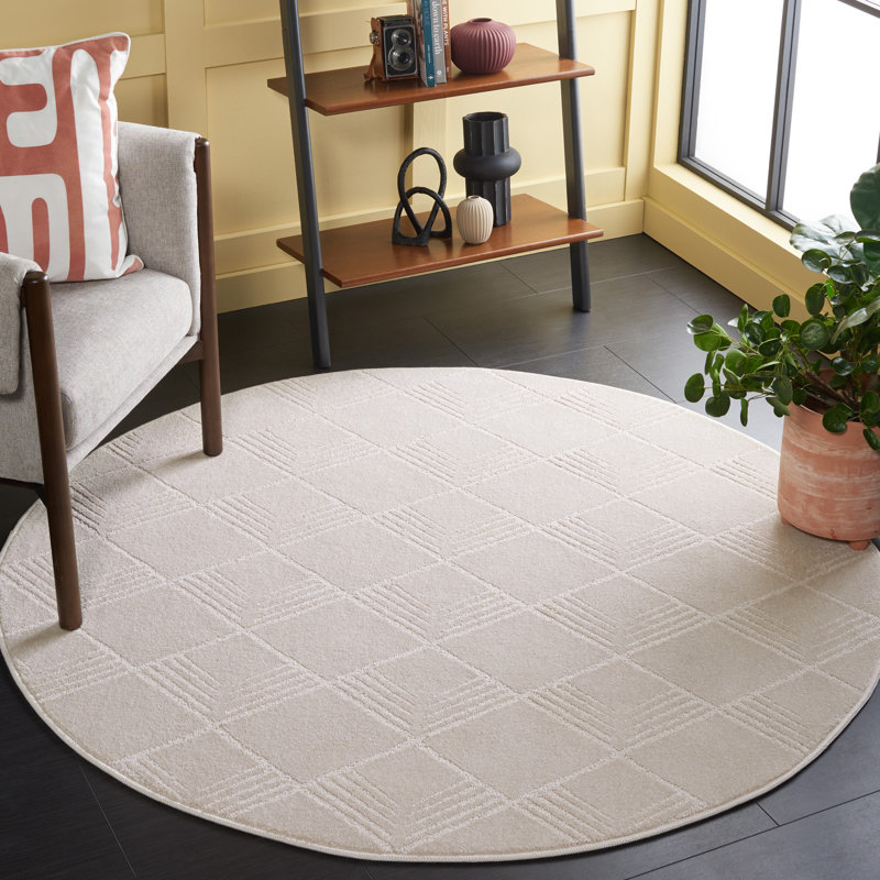Brentlee Pattern And Solid Performance Solid Color Rug, Round 5'3"