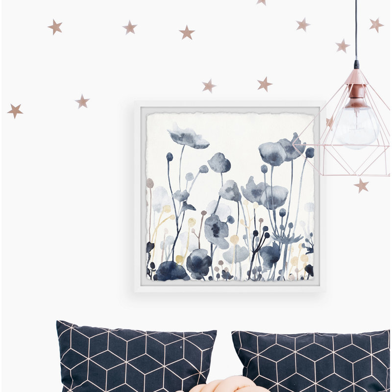 Flower Blues 1 Piece Single Picture Frame Painting, 61cm H x 61cm W x 3.81cm D
