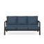 Canapé de patio 75 po 3 places en aluminium toutes saisons avec coussins bleus épais et structure noire-1085637379