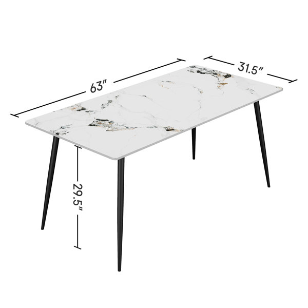 Brayden Studio Modern Rectangular Dining Table with Sintered Stone Top ...