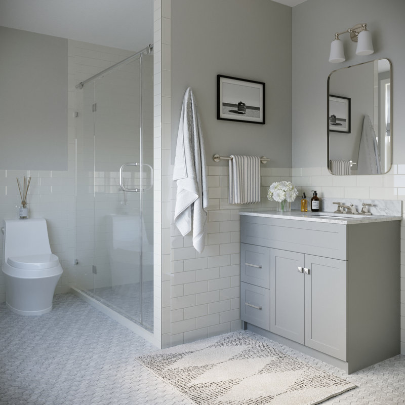 Partham 37" Single Bathroom Vanity Set, Gray