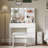Vanity Makeup Desk With Mirror & Charging Station, 2 Ports, Ample Storage, White Table , 3 Lighting Demonstrations, 4 Drawers, Generous Storage Space, Modern