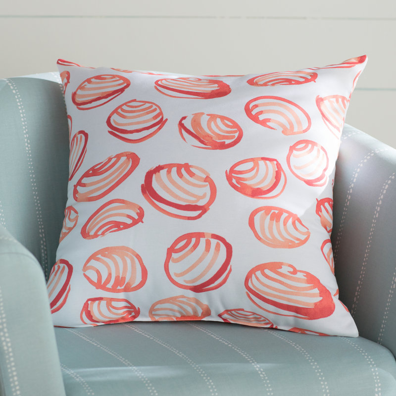 Beach Vacation Geometric Reversible Throw Pillow, 16" H x 16" W, Coral