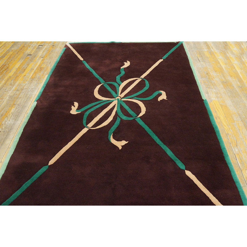 Antique Art Deco Small Scatter Size Wool Chocolate Rug