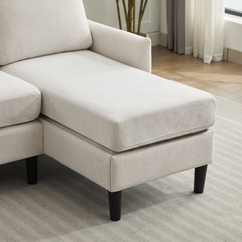 Canapé modulaire rembourré avec méridienne, Mélange de lin beige