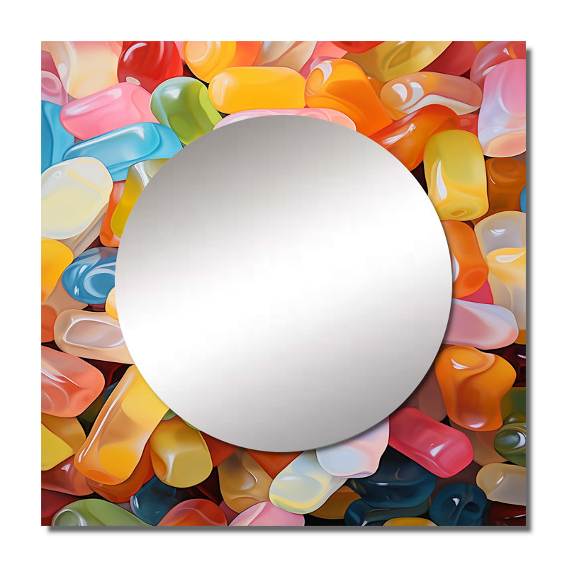 Miroir carré pour salle de bain Baela - Popart Candies Dessert III Desserts, 29 po x 29 po