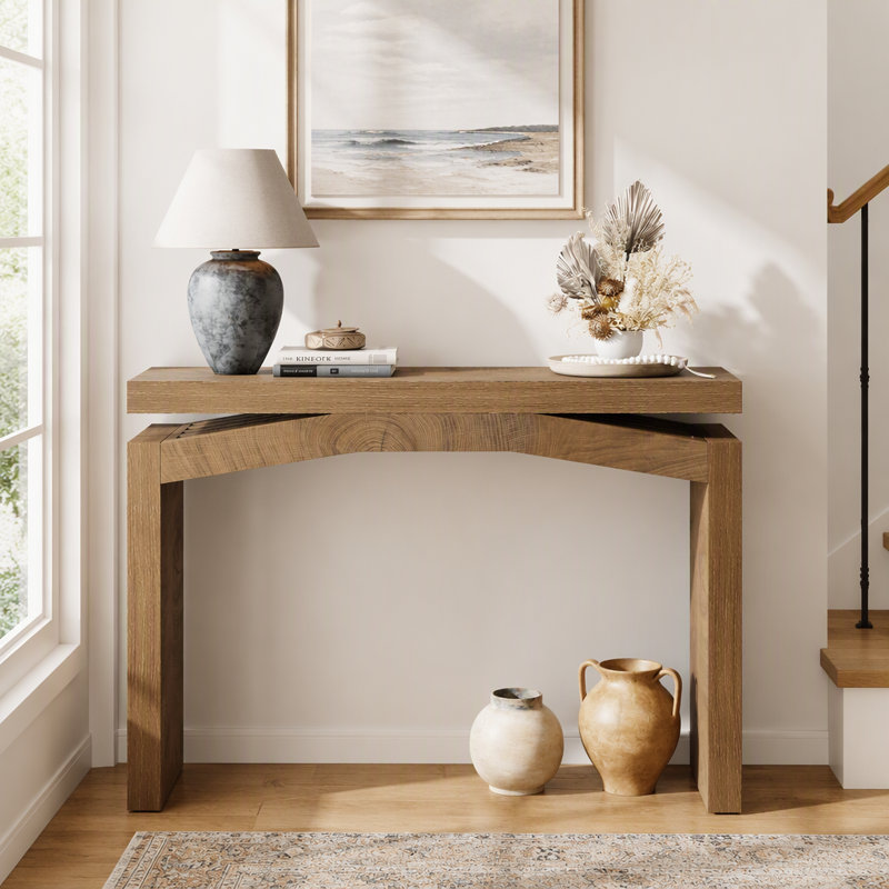 Console de style champêtre de 101,6 cm (40 po) au design ajouré, table d'entrée étroite avec cadre renforcé pour couloir