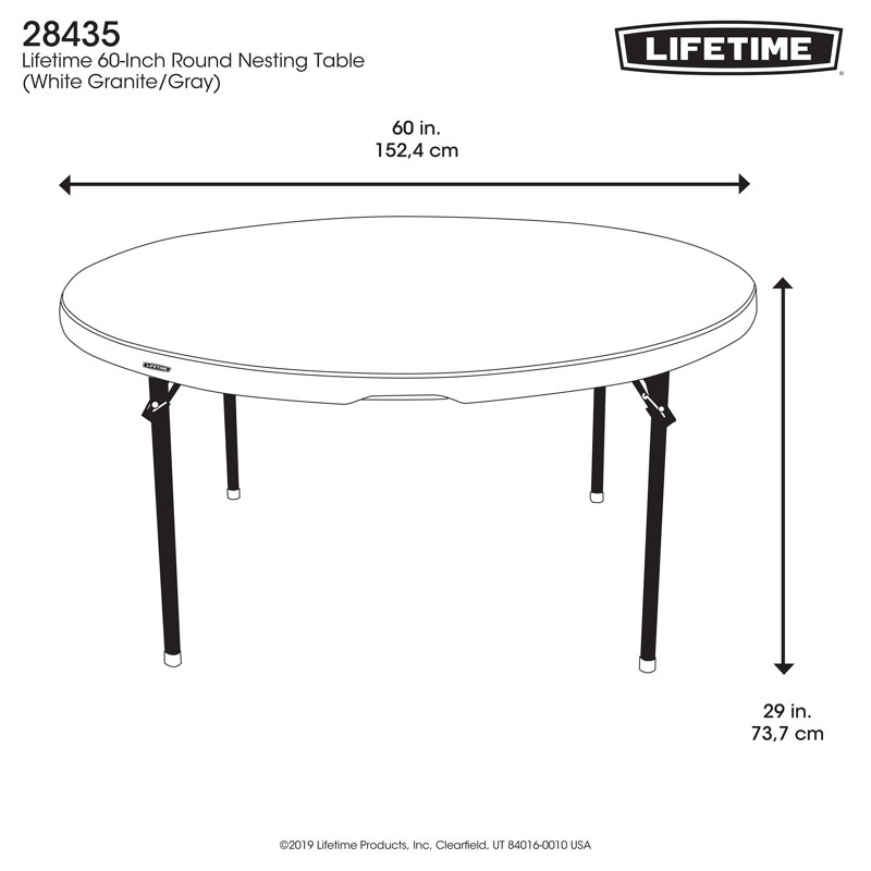 Table pliante ronde 60", Amande / bronze