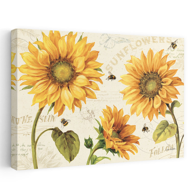 Sous le soleil III - abeilles, art floral vert, H 16 po x l 24 po