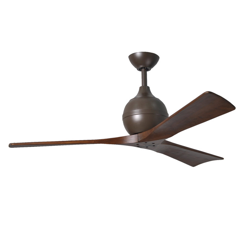60" Irene Paddle 3 Blade Ceiling Fan, Textured Bronze, 52", Walnut Tone