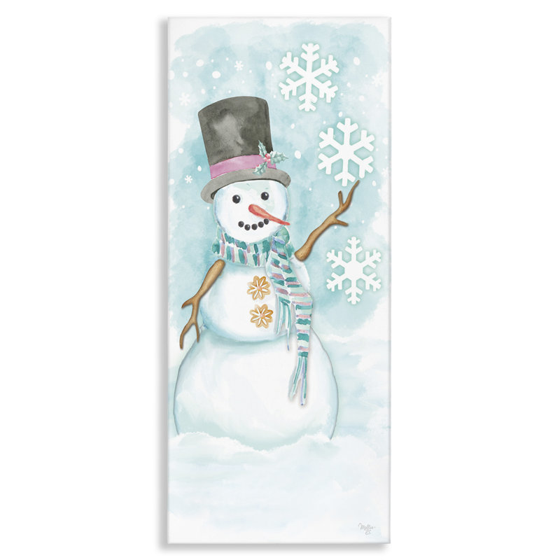 «Waving Snowman Greeting», art mural sur toile par Mollie B., H 24 po x l 10 po