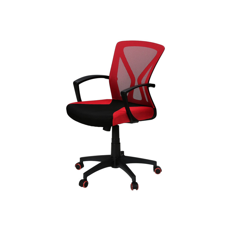 Fauteuil de bureau ergonomique avec filet rouge, pivotant et pour bureau d'ordinateur