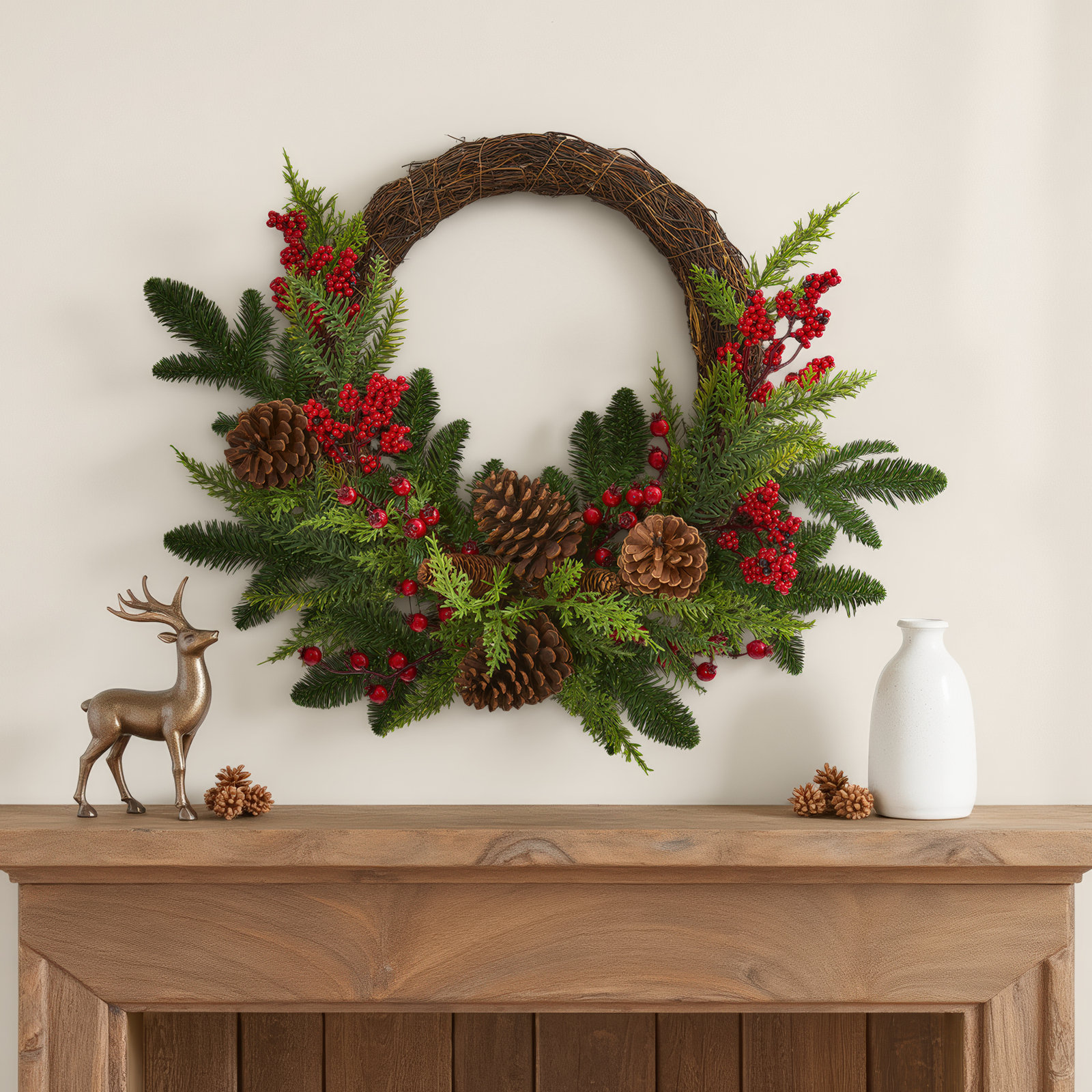 22'' Faux Mixed Assortment Twig Wreath