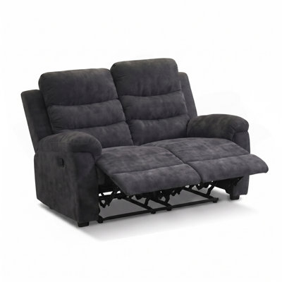 Ensemble de canapés inclinables manuels 3 pièces, canapé + causeuse + fauteuil inclinable, gris foncé