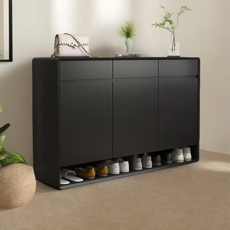 Armoire à chaussures en bois massif avec une paire de 20 paires, Noir