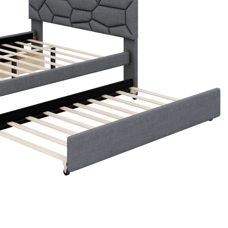 Lit plateforme tapissier avec rangement Stephenia, Double, gris