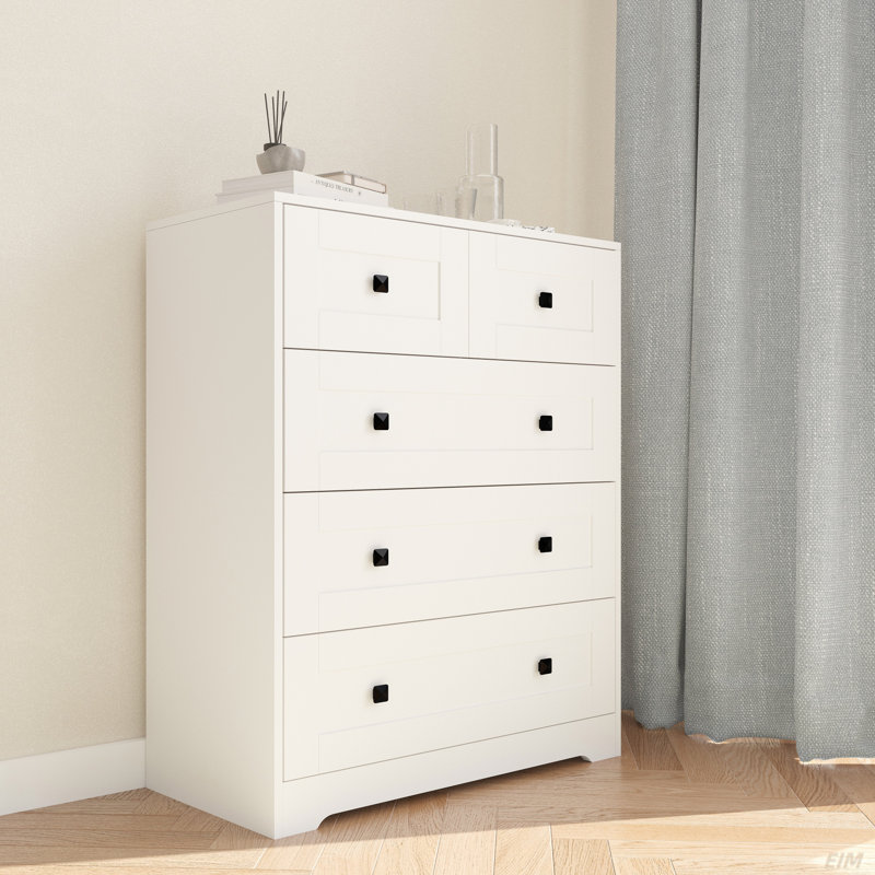 Commode à tiroirs avec porte de ferme de couleur blanche