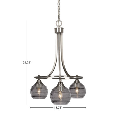 Ottavia Paramount 3 Light Downlight Chandelier With 6" Ribbed Glass